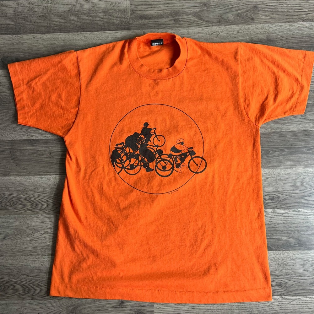 VTG Michigander 1992 Cycling T Shirt Mens Large Screen Stars Detroit Biking USA